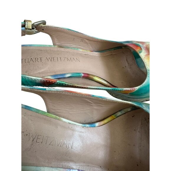 STUART WEITZMAN Multicolor Patent Leather Slingback Platform Heels Size 6 - Picture 5 of 9